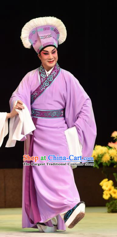 Hun Qian Zhu Ji Xiang Chinese Guangdong Opera Xiaosheng Apparels Costumes and Headpieces Traditional Cantonese Opera Young Male Garment Civilian Huang Zhuwan Clothing