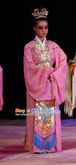 Chinese Cantonese Opera Palace Lady Garment Dian Man Gong Zhu Gan Fu Ma Costumes and Headdress Traditional Guangdong Opera Figurant Apparels Court Maid Pink Dress