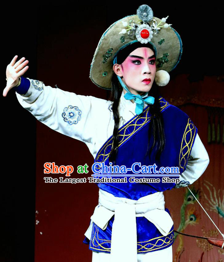 Shoot Eagle Chinese Sichuan Opera Martial Male Apparels Costumes and Headpieces Peking Opera Highlights Swordsman Garment Warrior Hua Rong Clothing