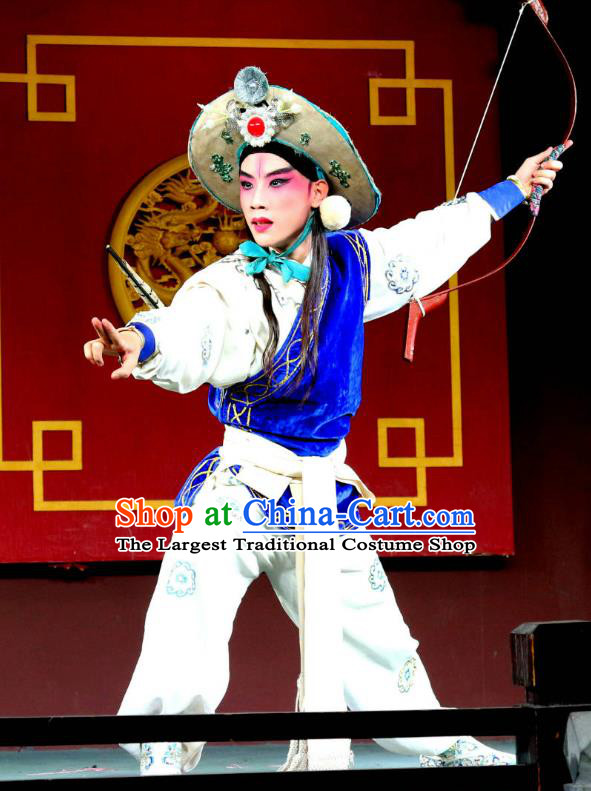 Shoot Eagle Chinese Sichuan Opera Martial Male Apparels Costumes and Headpieces Peking Opera Highlights Swordsman Garment Warrior Hua Rong Clothing