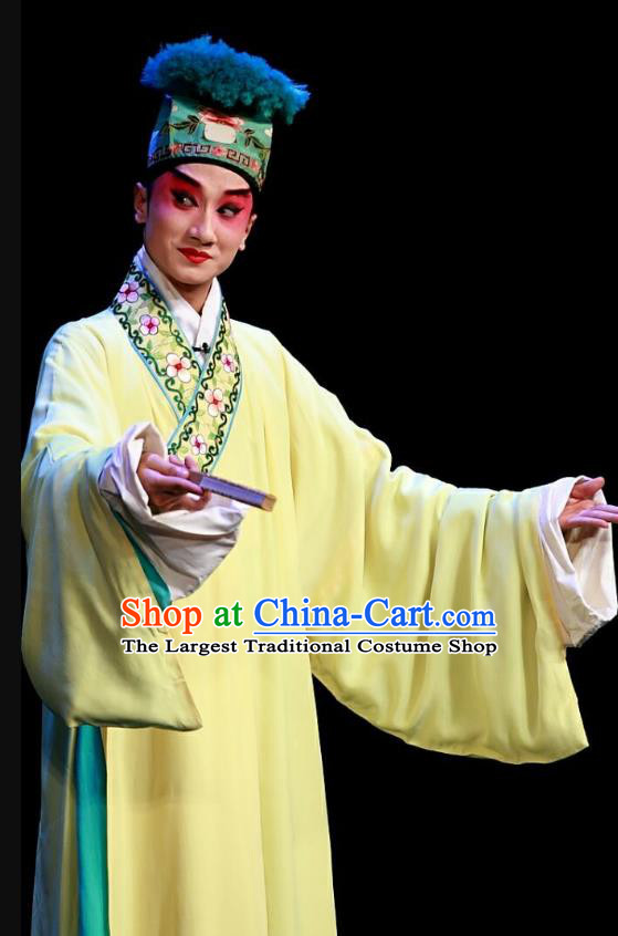 Zhen Zhu Shan Chinese Sichuan Opera Xiaosheng Apparels Costumes and Headpieces Peking Opera Highlights Young Male Garment Niche Jiang Xing Clothing