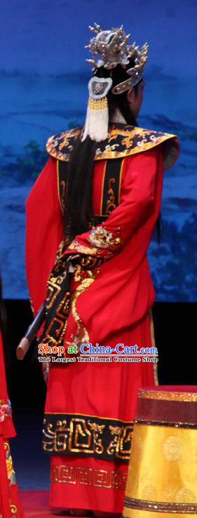 Goddess Luo Chinese Guangdong Opera Young Male Apparels Costumes and Headwear Traditional Cantonese Opera Emperor Cao Pi Garment Monarch Clothing