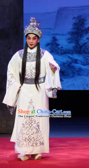 Goddess Luo Chinese Guangdong Opera Prince Cao Zhi Apparels Costumes and Headwear Traditional Cantonese Opera Xiaosheng Garment Young Male Clothing