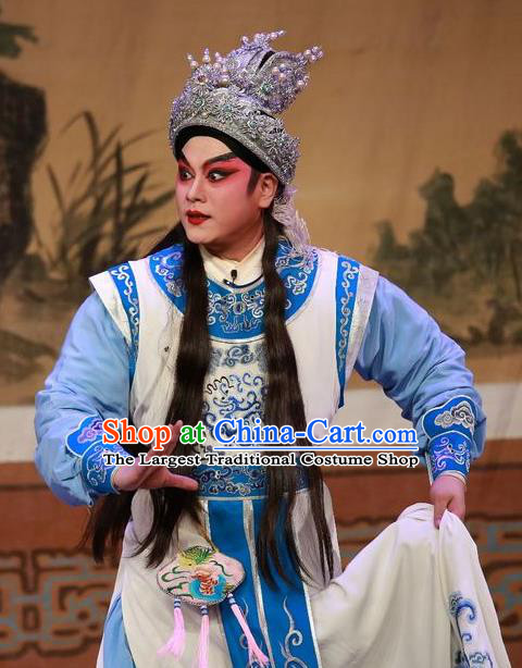 The Mad Monk by the Sea Chinese Guangdong Opera Xiaosheng Apparels Costumes and Headwear Traditional Cantonese Opera Young Male Garment Wu Xiaopeng Clothing