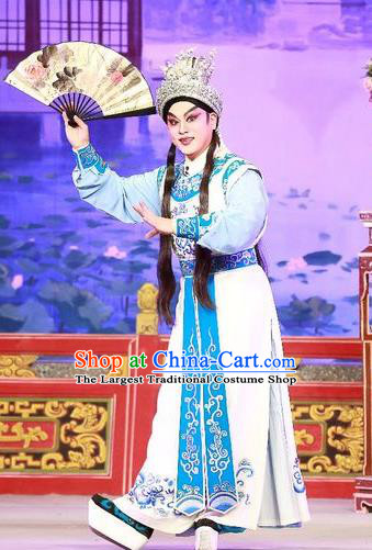 The Mad Monk by the Sea Chinese Guangdong Opera Xiaosheng Apparels Costumes and Headwear Traditional Cantonese Opera Young Male Garment Wu Xiaopeng Clothing