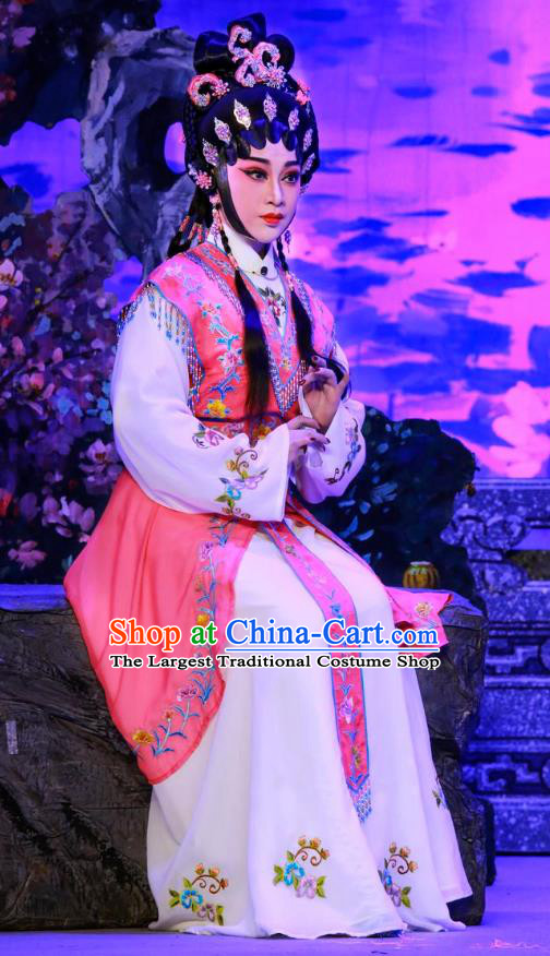 Chinese Cantonese Opera Maidservant Qiu Xiang Garment San Xiao Yin Yuan Costumes and Headdress Traditional Guangdong Opera Hua Tan Apparels Young Beauty Dress