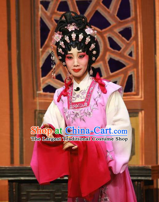 Chinese Cantonese Opera Young Mistress Han Baodie Garment Costumes and Headdress Traditional Guangdong Opera Diva Apparels Hua Tan Pink Dress