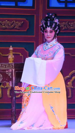 Chinese Cantonese Opera Hua Tan Garment Costumes and Headdress Traditional Guangdong Opera Courtesan Wang Meiniang Apparels Actress Dress