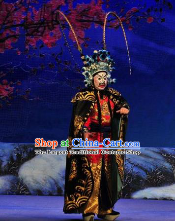 Shi Zou Yan Song Chinese Guangdong Opera Martial Male Apparels Costumes and Headwear Traditional Cantonese Opera Painted Role Garment General Clothing