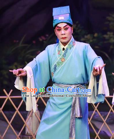 Chinese Guangdong Opera Xiaosheng Apparels Costumes and Headwear Traditional Cantonese Opera Young Male Garment Scholar Wang Yu Clothing
