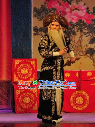 Unhappy Marriage Chinese Guangdong Opera Elderly Man Apparels Costumes and Headwear Traditional Cantonese Opera Wusheng Garment Martial Male Clothing