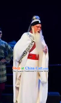 Yi Shui Han Chinese Guangdong Opera Elderly Male Apparels Costumes and Headwear Traditional Cantonese Opera Laosheng Garment Fan Yuqi Clothing