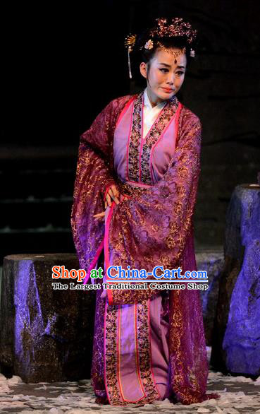 Chinese Historical Drama Phoenix Hairpin Ancient Young Madam Garment Costumes Traditional Stage Show Actress Dress Tang Wan Apparels and Headdress