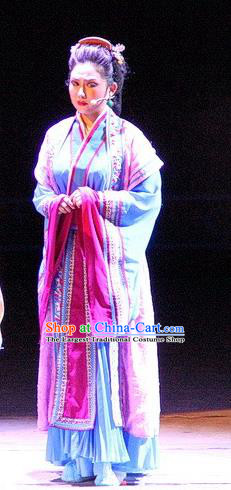 Chinese Historical Drama Ballast Stone Ancient Mistress Garment Costumes Traditional Stage Show Actress Dress Three Kingdoms Period Young Female Apparels and Headpieces