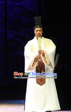 Chinese Traditional Han Dynasty Historian Official Clothing Stage Performance Historical Drama Sima Qian Apparels Costumes Ancient Litterateur Garment and Headwear
