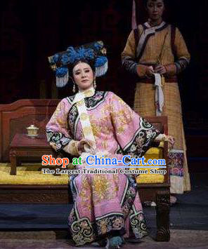 Chinese Historical Drama Yangshi Lei Ancient Queen Mother Garment Costumes Traditional Stage Show Dress Qing Dynasty Empress Dowager Cixi Apparels and Headpieces