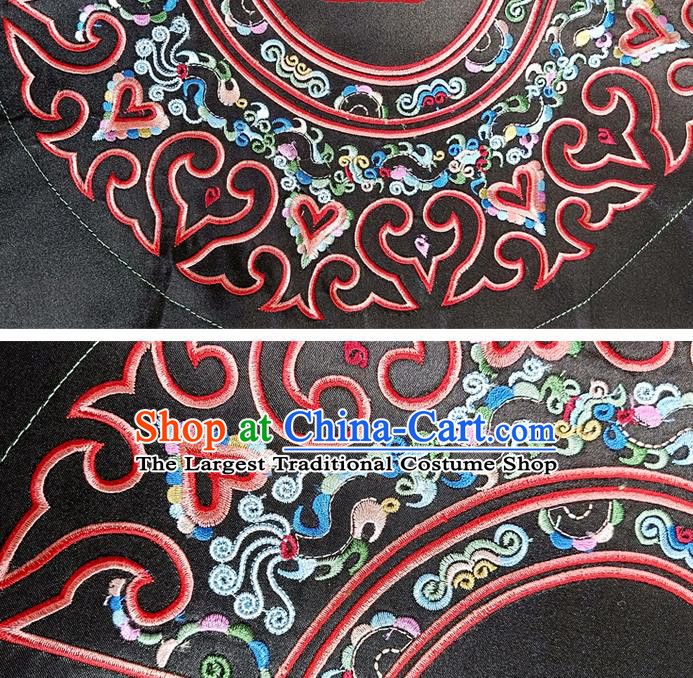 Chinese Traditional Ethnic Embroidered Black Patch Decoration Embroidery Applique Craft Embroidered Accessories