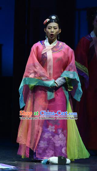 Chinese Historical Drama Empresses In Palace Ancient Imperial Concubine Rosy Garment Costumes Traditional Stage Show Dress Qing Dynasty Manchu Woman Apparels and Headpieces