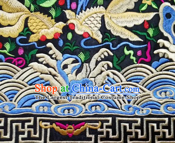Chinese Traditional Embroidered Goldfish Lotus Black Cloth Decoration Embroidery Craft Embroidered Accessories