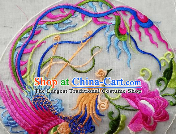 Chinese Traditional Embroidered Phoenix Peony Patch Cloth Decoration Embroidery Craft Embroidered Accessories