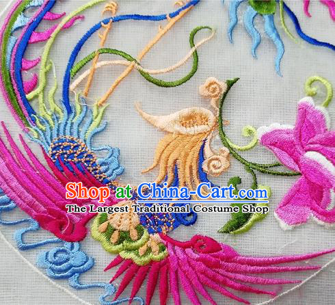 Chinese Traditional Embroidered Phoenix Peony Patch Cloth Decoration Embroidery Craft Embroidered Accessories
