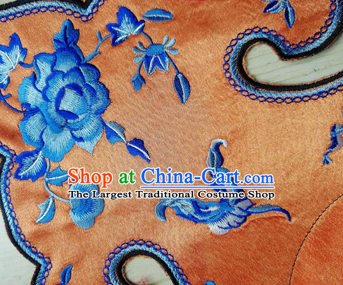 Chinese Traditional Embroidered Peony Butterfly Pattern Orange Collar Patch Decoration Embroidery Craft Embroidered Accessories