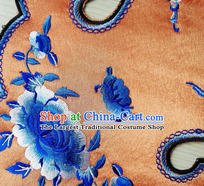 Chinese Traditional Embroidered Peony Butterfly Pattern Orange Collar Patch Decoration Embroidery Craft Embroidered Accessories