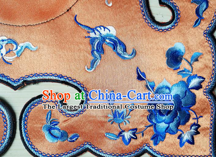 Chinese Traditional Embroidered Peony Butterfly Pattern Orange Collar Patch Decoration Embroidery Craft Embroidered Accessories