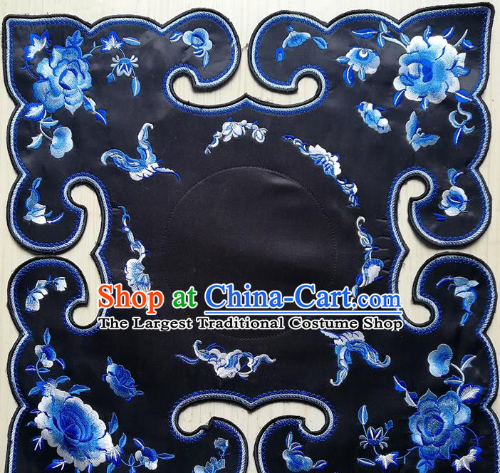 Chinese Traditional Embroidered Peony Butterfly Pattern Black Collar Patch Decoration Embroidery Craft Embroidered Accessories