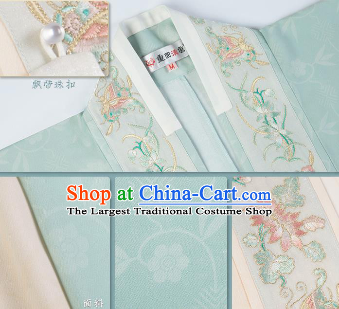 Traditional Chinese Song Dynasty Young Lady Hanfu Dress Apparels Ancient Village Girl Embroidered Long BeiZi and Skirt Historical Costumes Full Set