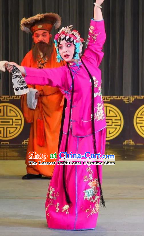 Chinese Sichuan Opera Highlights Garment Hua Tan Costumes and Headdress San Qiao Gua Hua Traditional Peking Opera Actress Dress Young Female Wang Sanqiao Apparels
