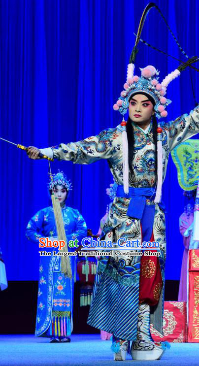 Bei Mang Mountain Chinese Sichuan Opera Martial Male Apparels Costumes and Headpieces Peking Opera Highlights Wusheng Garment Prince Ji Shudai Clothing