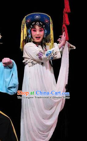Chinese Sichuan Opera Highlights Village Woman Garment Costumes and Headdress Farewell Jing Niang Traditional Peking Opera Actress Dress Young Female Zhao Jingniang Apparels