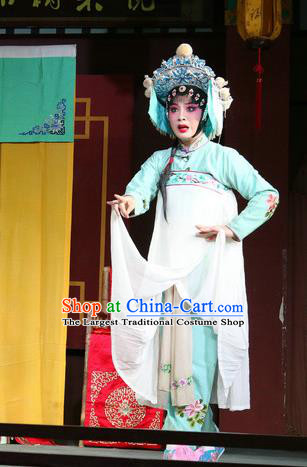 Chinese Sichuan Opera Highlights Country Woman Garment Costumes and Headdress Farewell Jing Niang Traditional Peking Opera Actress Dress Diva Zhao Jingniang Apparels