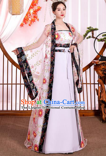 Chinese Ancient Drama Goddess Hanfu Dress Apparels Traditional Tang Dynasty Royal Princess Historical Costumes Complete Set