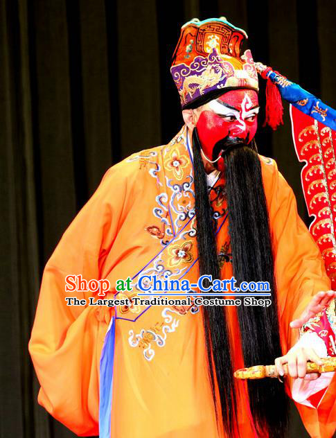 Zhan Huang Pao Chinese Sichuan Opera Lord Apparels Costumes and Headpieces Peking Opera Highlights Elderly Male Garment Emperor Zhao Kuangyin Clothing
