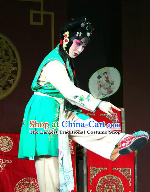 Chinese Sichuan Opera Highlights Maidservant Garment Costumes and Headdress Cui Xiang Ji Traditional Peking Opera Young Lady Dress Diva Cui Xiang Apparels