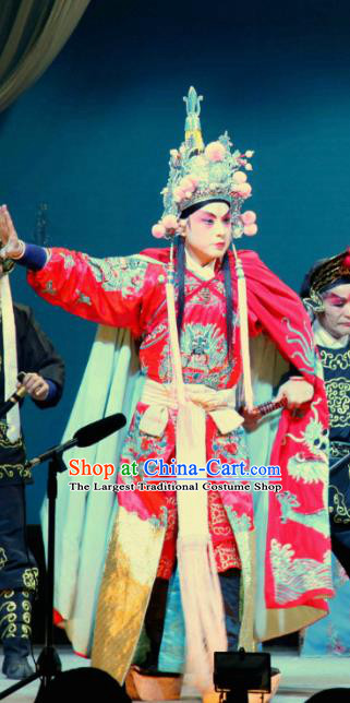 Xian He Ridge Chinese Sichuan Opera Martial Male Apparels Costumes and Headpieces Peking Opera Highlights Takefu Garment Swordsman Zuo Liangyu Clothing