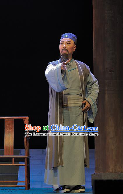 Gua Yin Zhi Xian Chinese Sichuan Opera Old Man Apparels Costumes and Headpieces Peking Opera Highlights Elderly Scholar Yu Bingyuan Garment Laosheng Clothing