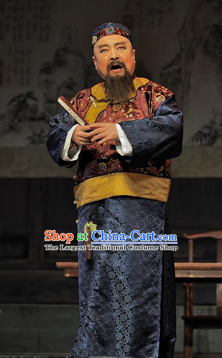 Gua Yin Zhi Xian Chinese Sichuan Opera Elderly Male Apparels Costumes and Headpieces Peking Opera Highlights Laosheng Garment Lei Mengchu Clothing