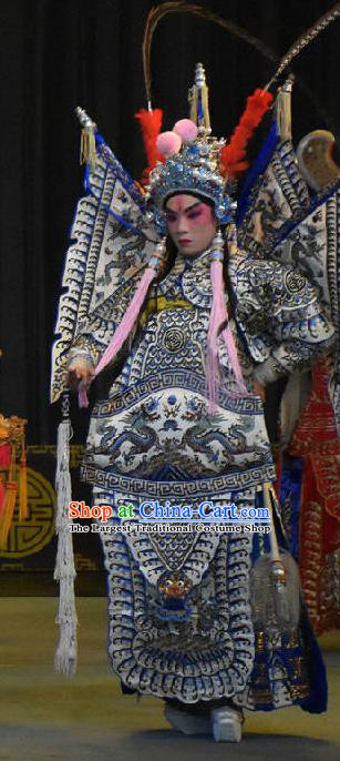 Chinese Sichuan Opera General Kao Apparels Costumes and Headpieces Peking Opera Highlights Military Officer Garment Armor Clothing with Flags