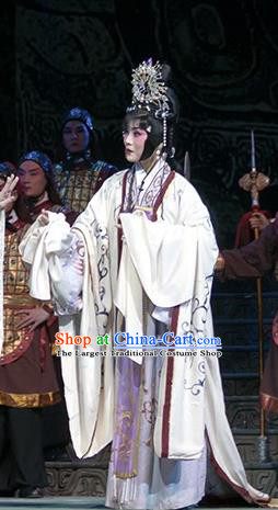 Chinese Hebei Clapper Opera Hua Tan Garment Costumes and Headdress Te Bai City Traditional Bangzi Opera Court Lady Dress Princess Apparels