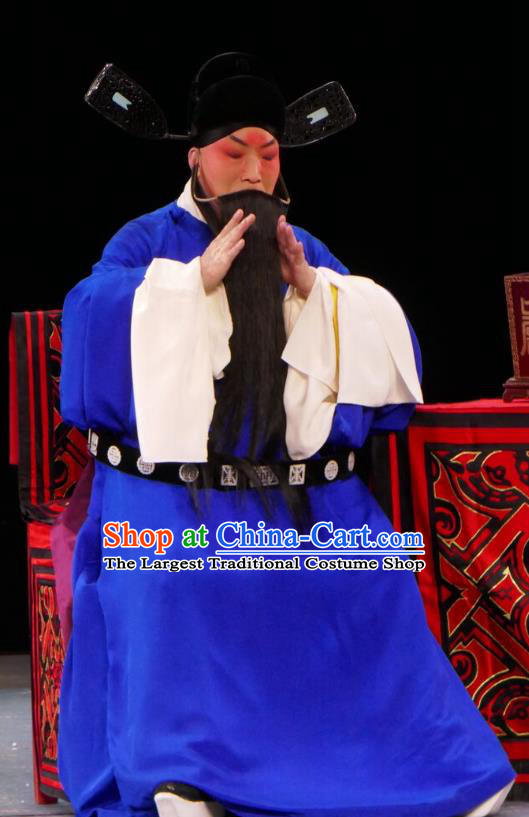 Chun Qiu Bi Chinese Bangzi Opera Official Apparels Costumes and Headpieces Traditional Hebei Clapper Opera Laosheng Garment Minister Zhang En Clothing