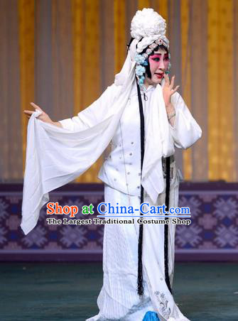 Chinese Hebei Clapper Opera Tsing Yi Garment Costumes and Headdress The Butterfly Chalice Traditional Bangzi Opera Village Girl Dress Distress Maiden Hu Fenglian Apparels