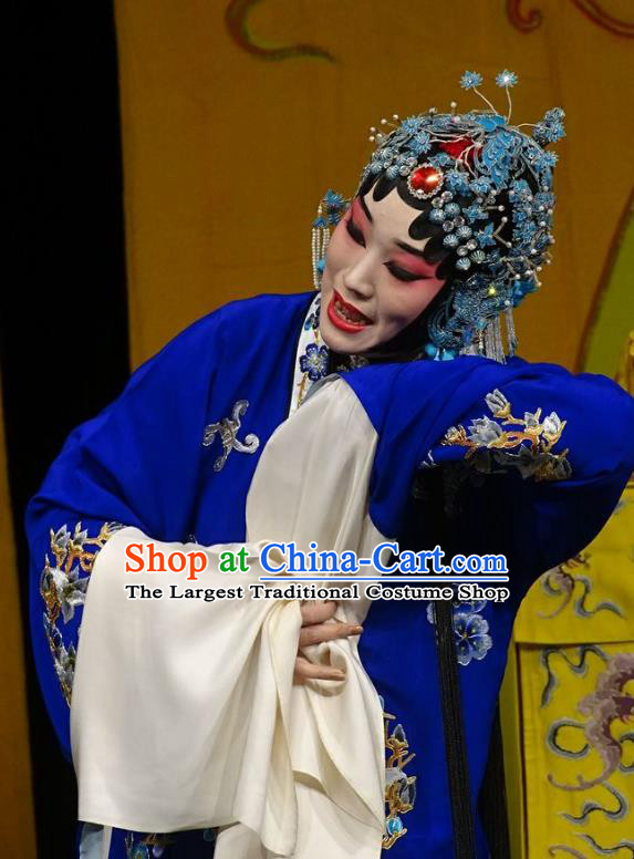 Chinese Hebei Clapper Opera Hua Tan Garment Costumes and Headdress Chun Qiu Bi Traditional Bangzi Opera Diva Gu Fengying Dress Dame Apparels