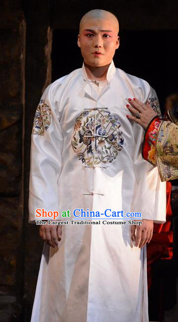 Golden Lock Notes Chinese Bangzi Opera Young Male Apparels Costumes and Headpieces Traditional Hebei Clapper Opera Niche Garment Childe Jiang Changbai Clothing