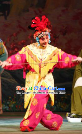 Chinese Hebei Clapper Opera Swordswoman Garment Costumes and Headdress The Lotus Lantern Traditional Bangzi Opera Martial Female Dress Wudan Apparels