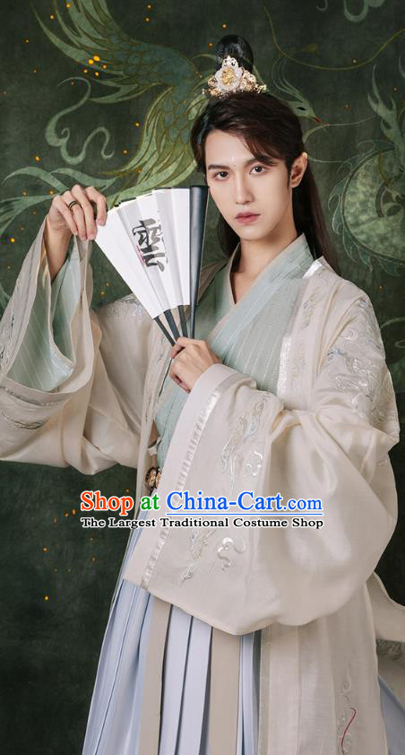 Chinese Traditional Song Dynasty Nobility Childe Historical Costumes Ancient Royal Prince Hanfu Clothing Embroidered Apparels for Young Men