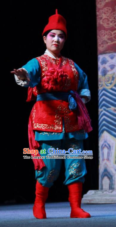 Sedan Chair Lift Chinese Bangzi Opera Hamal Apparels Costumes and Headpieces Traditional Shanxi Clapper Opera Young Male Garment Bearer Clothing