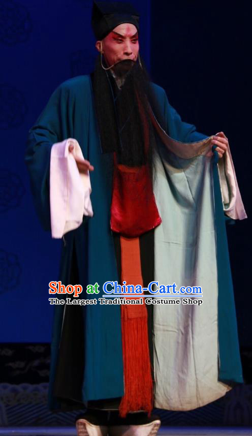 Sha Xi Chinese Bangzi Opera Laosheng Song Jiang Apparels Costumes and Headpieces Traditional Shanxi Clapper Opera Elderly Male Garment Clothing